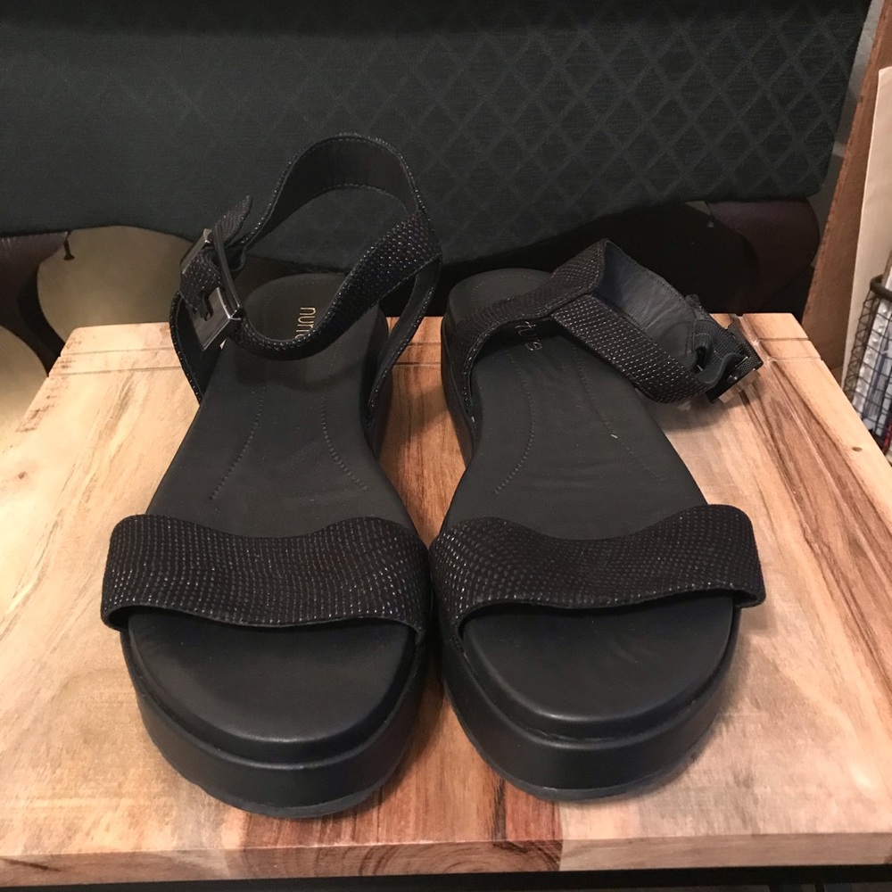Nurture Black Platform Sandals
